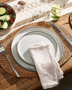 Famiware Annecy Plates and Bowls Sets, 12 Pieces Dinnerware Sets, Microwave and Dishwasher Safe Dishes Set for 4, Chip and Scratch Resistant, Grey-White