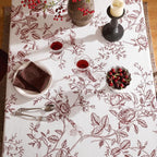 ISAENNE Designer Vintage Linen Small Rectangular Tablecloth,Red Floral Pattern Linen Stain Resistant Table Cloth,Decor Tablecloths for Dining Thanksgiving Kitchen Tea Party,55"*71"-Harmony