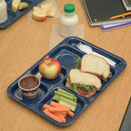 Carlisle FoodService Products 4398835 (6)Compartment Tray - Right-Handed, 14-.5x10 Cafe Blue, Dozen