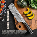 Sunnecko Damascus Nakiri Knife,Japanese VG10 Core Steel Damascus Cleaver Knife,Professional Razor Sharp Kitchen Knives with Knives Sharpner