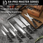 Knife Set, 15 Pcs Kitchen Knife Block Set, Enduring Razor-Sharp Japanese High Carbon Stainless Steel Chef Knife Set with Block and Sharpener, Premium Knives Set for Kitchen, Black Acacia