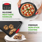 NutriChef 10‑Piece Non‑Stick Bakeware Set – Premium Carbon Steel Baking Pans Set with Silicone Handles – Oven & Dishwasher Safe – Complete Baking Sheet Set for Cookies, Muffins, Loaf, Pizza