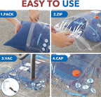 Travel Vacuum Bags With Pump,Vacuum Storage Bags with Electric Pump 8 Combo (2 J/2 L/2 M/2 Small), Plastic Packaging Bags,Travel Vacuum Bag For Luggage,Clothes, Pillows, Comforters, Blankets, Bedding