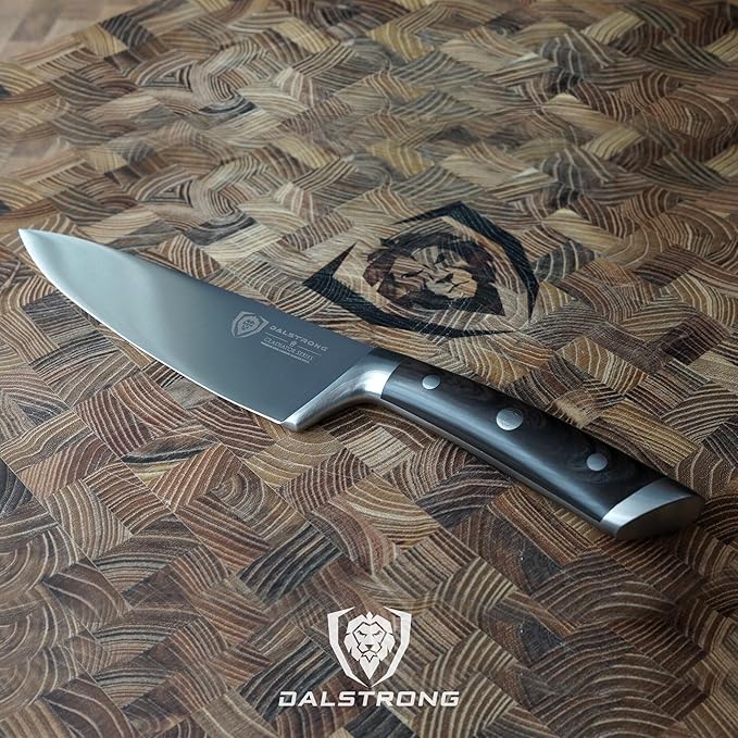 Dalstrong Chef Knife - 8 inch Blade - Gladiator Series - ABS Faux Wood Handle - Forged High Carbon German Steel - Razor Sharp Kitchen Knife - Professional Full Tang Knives - Sheath - NSF Certified