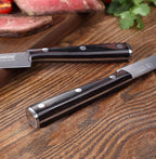 High-end Steak Knives Set of 6, Gift Box - Black Natural Wooden Handle, German Stainless Steel - Straight Edge Non Serrated - 4.8''Dinner Knife, Kitchen Tableware Knives Cutlery Set