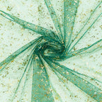 Artoid Mode Green Gold Gauze Table Runner 120 Inch 10FT, Glitter Metallic Foil Sheer Dining Wedding Anniversary Holiday Table Decor for Home Party