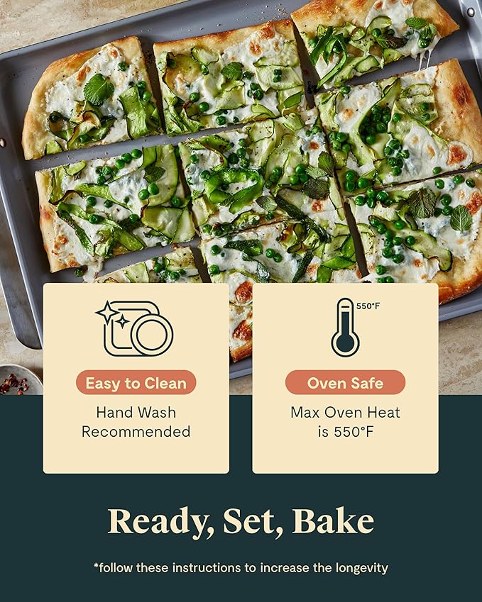 Caraway Nonstick Ceramic Bakeware Set (5 Pieces) - Baking Sheets, Assorted Baking Pans & Storage - Aluminized Steel Body - Non Toxic, PTFE & PFOA Free - Black