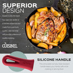 Cast Iron Skillet Set - 8" + 12"-Inch Frying Pan - Pre-Seasoned Oven Safe Cookware + 2 Heat-Resistant Handle Holder Grips - Indoor/Outdoor Use - Grill, Stovetop, BBQ, Camping Fire Pit, Induction Safe