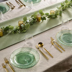 PLASTICPRO 60 Pack Plastic Plates Set of 30-10 inch Plates and 30-7 inch Plate, Elegant Clear Green Spiral and Gold Rim Disposable Fancy Plate Premium Heavyweight