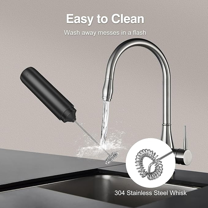Milk Frother Handheld Rechargeable, Frother Wand with Storage Cover, Drink Mixer and Foamer for Coffee, Electric Whisk for Latte, Cappuccino, Matcha, Hot Chocolate, Protein Powder