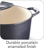 Tramontina 80131/038DS Enameled Cast Iron Covered Round Dutch Oven, 5.5-Quart, Dark Blue