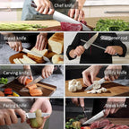 PAUDIN Kitchen Knife Set with Block, 14 Pieces Knife Sets for Kitchen with Block, High Carbon German Stainless Steel Sharp Chef Knife Set with Ergonomic Pakkawood Handle