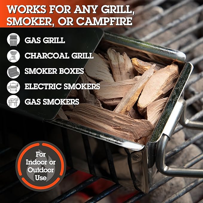 Camerons All Natural Pecan Wood Chips for Smoker - 260 Cu. In. Bag, Approx 2 Pounds- Kiln Dried Coarse Cut BBQ Grill Wood Chips for Smoking Meats - Barbecue Smoker Accessories - Grilling Gifts for Men