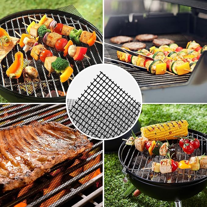 Dailyart Grill Mesh - Set of 5 Non-Stick Mesh Grill, Even Heating, Easy Clean-Up, Reusable and Durable, Perfect Mesh Grill Mat for Outdoor BBQ Accessories, Grill Topper for Outdoor Grill