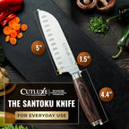 Cutluxe Santoku Knife – Ultra Sharp 5 Inch Vegetable Japanese Knife for Chopping, High Carbon Stainless Steel Blade, Full Tang Pakkawood Handle – Shinobi Series