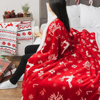 PAVILIA Premium Christmas Sherpa Throw Blanket | Christmas Decoration Gift, Fleece, Plush, Warm, Cozy Reversible Microfiber Holiday Blanket | Red Reindeer - 50x60