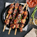 200 PCS Bamboo Skewers for Appetizer, 7 Inch Caramel Candy Apple Sticks, for Drinks, Fruit Kababs, Sausage, Barbecue Snack, Natural Wood Paddle Mini Food Skewer, Cocktail Pick, Charcuterie Accessories