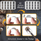 EROIR Danish Dough Whisk and Bread Lame Set - 13 Inch Dutch Bread Whisk - Bread Lame Dough Scoring Tool with 10 Razor Sharp Blades and Leather Cover