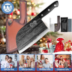 XYJ Authentic Since 1986,Outstanding Ancient Forging, 7.5 Inch Full Tang, Serbian Chefs knife,Chef Meat Cleaver,Kitchen Knives,Set with Leather Sheath,Take Carrying,Butcher
