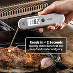 ThermoWorks Sizzle Digital Meat Thermometer – Instant Read in 2 Seconds, Waterproof, Folding Probe with Magnetic Back, Auto-Rotating Backlit Display, for Cooking Food, Grill & BBQ - Dove Grey