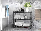 Expandable Stackable Aadjustable Shoe Rack Pantry Shelf for Kitchen Cabinets Counter Shelves Countertop Cupboard Storage Solution,Sturdy Heavy-Duty Metal Construction(3Packs/Black/Large)