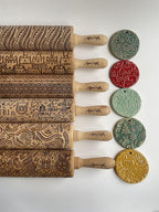 HANUKKAH Rolling pin Jewish holiday symbols laser engraved embossing dough roller for homemade cookies