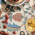 patdrea Designer Vintage Linen Small Square Tablecloth,French Anti-Wrinkle Durable Floral Table Cloth,Colorful Table Cover for Kitchen Dining,Parties,Christmas,Thanksgiving,Party,55"x55"-Puno