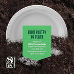 100% Compostable Paper Plates 7 Inch [1000 Count] Heavy-Duty Dessert Plates - Natural White Color Unbleached Bagasse - Eco-Friendly Disposable Biodegradable Sugarcane Plates - [Bulk Case 8/125 Pack]
