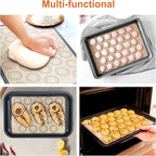 HOOMIL Macaron Silicone Baking Mats 2-Pack, 15" x 10" Jelly Roll Pan Size Macaron Silicone Mat, Non-Stick, Reusable, Food Safe Baking Mat - Brown+Gray