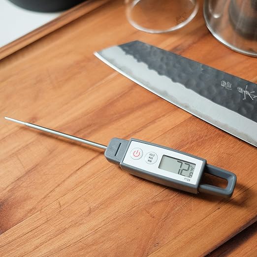 Lavatools PT09 Super-Quick Commercial Grade Digital Thermometer for Cooking, Meat, Candy, Candle, Liquid, Oil, 4.5" Compact Probe, Splash Proof, °C/°F Toggle, Hold Function - Sambal