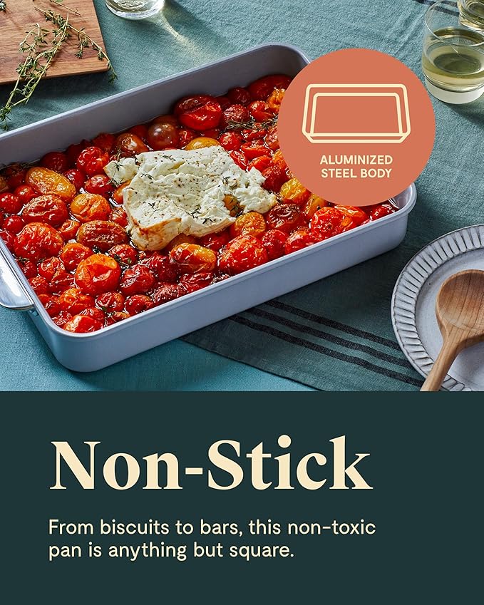 Caraway Non-Stick Ceramic 9”x13” Rectangle Pan Duo - Naturally Slick Ceramic Coating - Non-Toxic, PTFE & PFOA Free - Perfect for Brownies, Lasagnas, and More - Navy