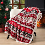 PAVILIA Premium Christmas Sherpa Throw Blanket | Christmas Decoration Reindeers, Fleece, Plush, Warm, Cozy Reversible Microfiber Holiday Blanket 50 x 60