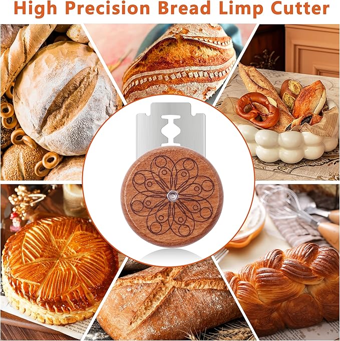 UFO Bread Lame Cutter for Homemade Sourdough,Bread Scorer Tool for Sourdough with 5 Blades and Storage Cover,Slashing Tool Bread Cutting Knife for Artisan Bread and Makers (Circle-brown)