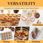 Cooling Racks for Cooking and Baking - 3 Tier Stackable Grid Wire Baking Rack for Oven Cooking, Baking, Grilling, Roasting - Dishwasher Safe Bacon Rack - Silver