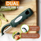 Spring Chef Professional Swivel Vegetable Peeler for Kitchen, Stainless Steel Potato Peeler with Comfortable Handle, Great for Apple, Veggie, Carrot, Cucumber - Dishwasher Safe - Pine Green