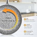 MICHELANGELO Frying Pan with Lid, Nonstick 12 Inch Frying Pan with Non toxic Granite Coating, Granite Frying Pan, Nonstick Frying Pans with Lid, Induction Compatible
