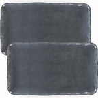 Large Vintage Melamine Serving Platter, Set of 2, 17x10 Inch Melamine Rectangular Serving Platter and Trays .Cool Gray
