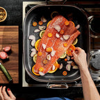 HexClad Hybrid Nonstick Roasting Pan with Rack, Dishwasher-Friendly, Oven-Safe Up to 900°F, Compatible with All Cooktops