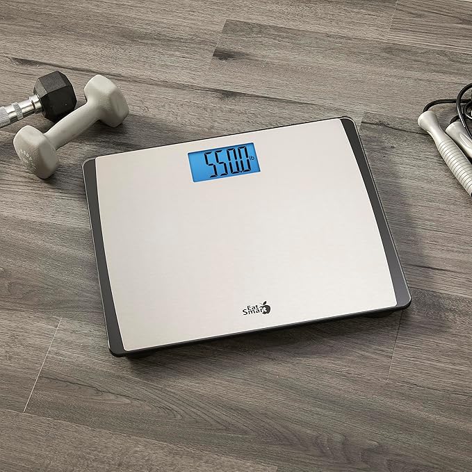 EatSmart Precision 550 Pound Extra-High Capacity Digital Bathroom Scale, Extra-Wide Platform, Stainless Steel Body Weight Scale with Step-On Tech