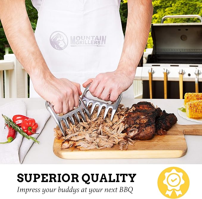 Mountain Grillers Chicken Shredder and Meat Shredder Claws - Effortless Pulled Pork BBQ Claws for Meat Shredding - Versatile 2-Pack Bear Claws for Grill, Smoker, Barbecue - Black