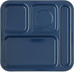 Carlisle FoodService Products Melamine Right-Hand 4-Compartment Tray, 10x9.75 Inches, Dark Blue, Pack of 48