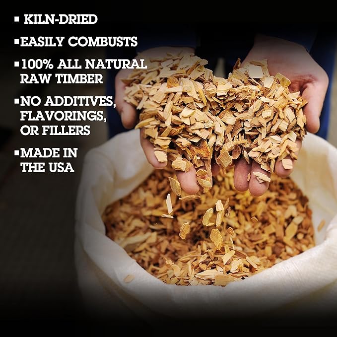 Camerons All Natural Pecan Wood Chips for Smoker - 260 Cu. In. Bag, Approx 2 Pounds- Kiln Dried Coarse Cut BBQ Grill Wood Chips for Smoking Meats - Barbecue Smoker Accessories - Grilling Gifts for Men