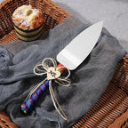 TANG SONG Set of 2 Mr & Mr Rainbow Gay Pride Flag LGBT Wedding Cake Knife and Serving Set with Rainbow Silk Ribbon and Heart Shaped Wood Tag Design Wedding Cake Knife (Set of 2)