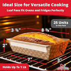 Chef-Grade Elegant 1Lb Paper Loaf Pans 25 Pk. Best Disposable Bakeable Kraft Pan Supply for Baking Bread, Small Meatloaf, Lemon Bundt Cake, Sweets for Holiday Gifts, Bake Sales or Fundraiser.