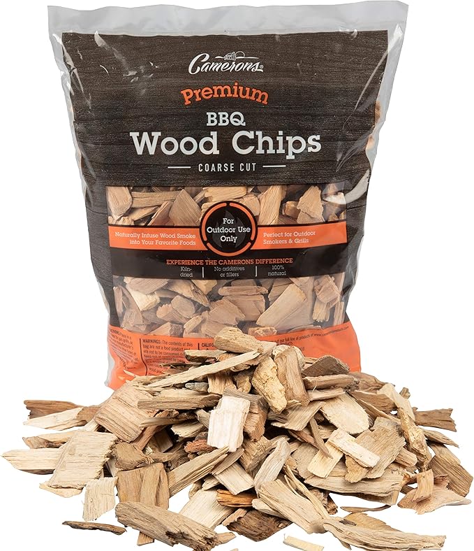 Camerons All Natural Pecan Wood Chips for Smoker - 260 Cu. In. Bag, Approx 2 Pounds- Kiln Dried Coarse Cut BBQ Grill Wood Chips for Smoking Meats - Barbecue Smoker Accessories - Grilling Gifts for Men