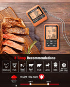 ThermoPro TP826 500FT Wireless Meat Thermometer, Dual Meat Probe Cooking Thermometer with HI/Low Alert, Food Grill Temperautre probe, Outdoor Fryer Accessories for BBQ, Smoker, Oven, Grilling Gift
