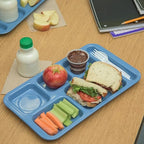Carlisle FoodService Products Plastic Meal Tray Righ-Handed Heavyweight Lunch Tray with 6-Compartments for Schools, Cafeterias, and Dining Halls, Melamine, 15 x 9 Inches, Sandshade