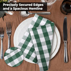 Urban Villa Cotton Dinner Napkins Set of 6, Highly Absorbent 20x20 Inches Premium Cloth Napkins Hotel Quality Reusable & Washable Table Dinner Napkins for Home & Weddings - Hunter Green/White, Checks