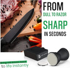 Rolling Knife Sharpener Kit - Crafted with Premium Stainless Steel | Kitchen Knife Sharpener Includes a 400 Grit Diamond Disc to Restore Sharpness and a Ceramic Disc to Polish and Smooth the Blade