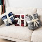 PAVILIA Light Grey Plaid Sherpa Throw Blanket for Couch, Plush Flannel Fleece, Soft Fuzzy Cabin for Sofa Bed, Warm Cozy Winter Gift, 50x60